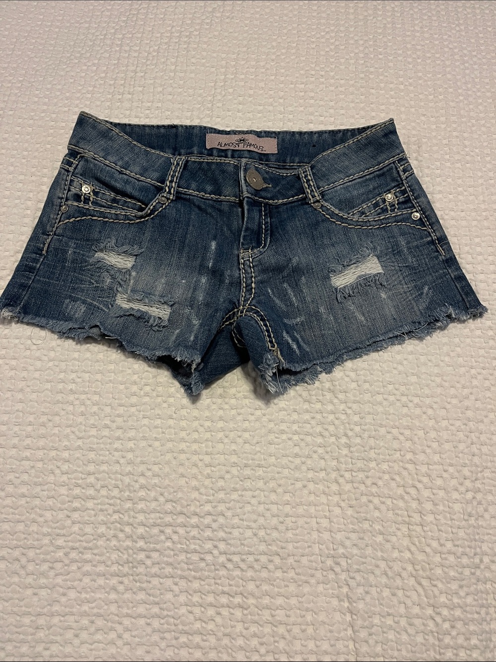 Almost Famous Dark Blue Distressed Denim Cutoff Shorts
